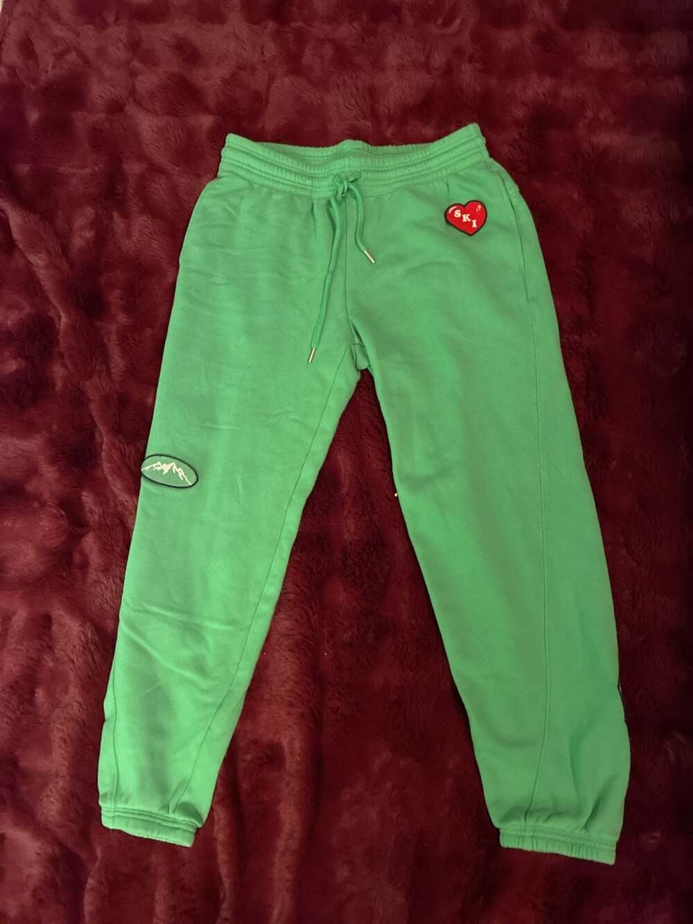 Aerie The Big Chill Green Ski Patch Jogger Sweatpants Sz S A570